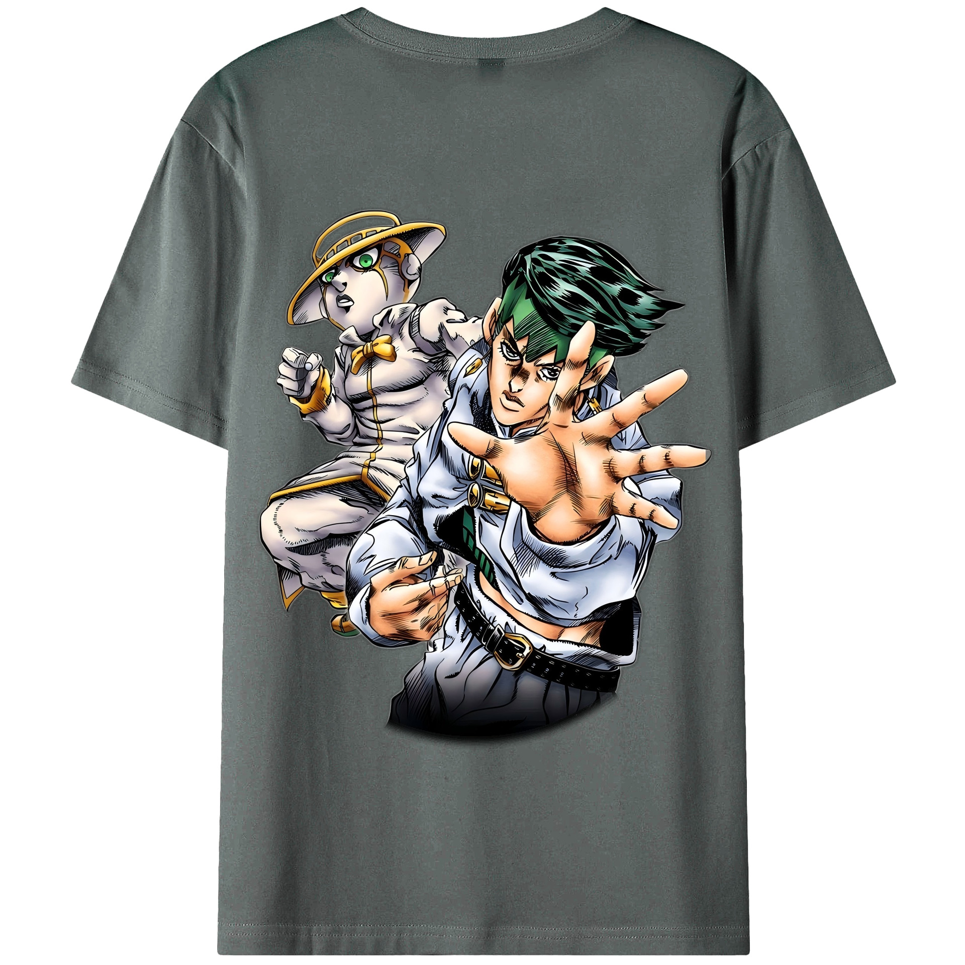 （画像用） ジョジョの奇妙な冒険 岸辺 露伴（きしべ ろはん） JoJo's Bizarre Adventure Rohan Kishibe 綿100％半袖Tシャツ（背面プリント）